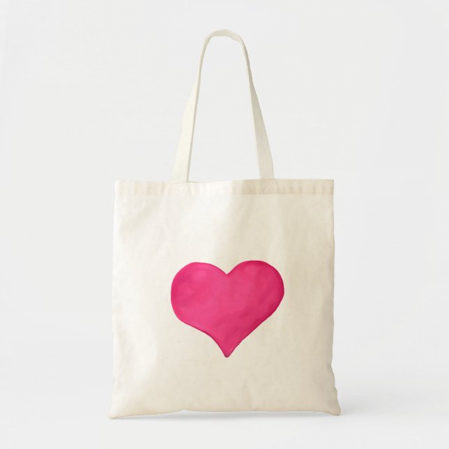 Hot Poink Watercolor Heart Tote Bag (Front)
