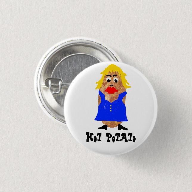 Hot Potato Lady, Funny Button (Front & Back)