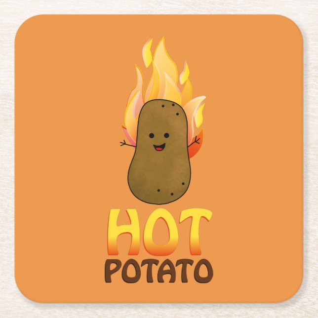 Hot Potato Square Paper Coaster (Front)