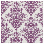 Hot Purple and White Elegant Damask Pattern Fabric