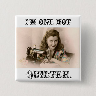 hot quilter button pretty woman sewing