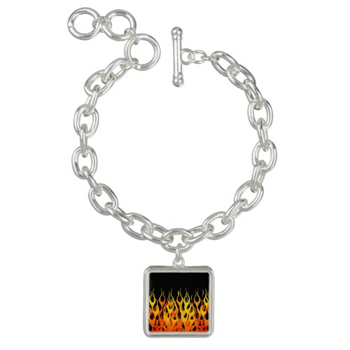 Hot Racing Flames Graphic Charm Bracelet