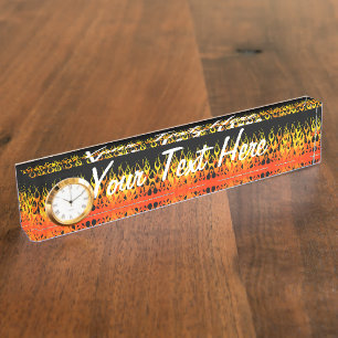 Hot Racing Flames Graphic Desk Name Plate