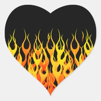 Hot Racing Flames Graphic Heart Sticker by MustacheShoppe at Zazzle