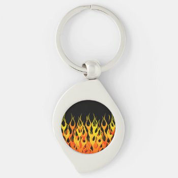 Hot Racing Flames Graphic Keychain by MustacheShoppe at Zazzle