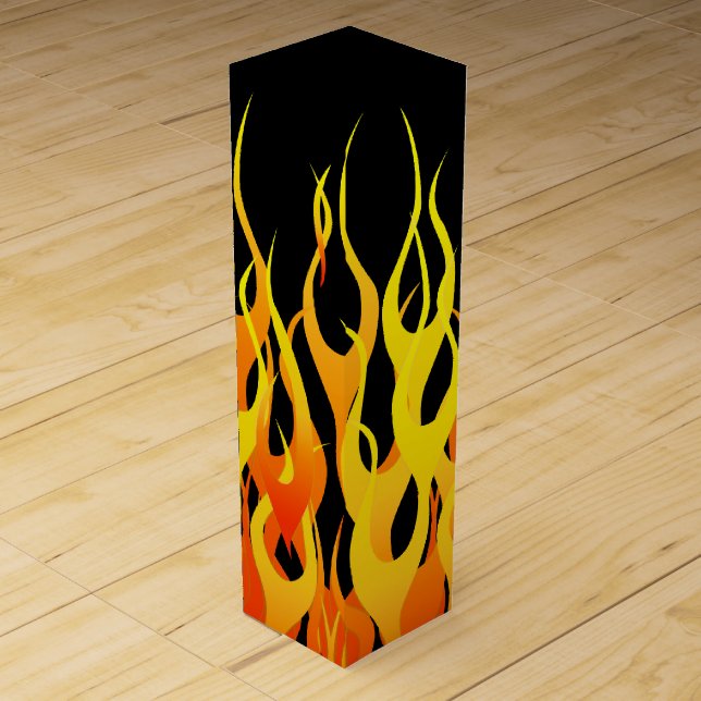 Hot Racing Flames Graphic Wine Gift Box (Front)