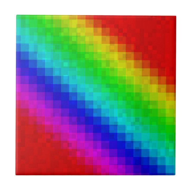 Hot Rainbow Mosaic Shimmer, Ceramic Tile (Front)