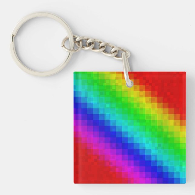 Hot Rainbow Mosaic Shimmer, Keychain (Front)