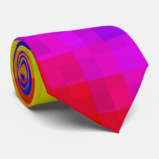 Hot Rainbow Mosaic Shimmer, Neck Tie (Rolled)