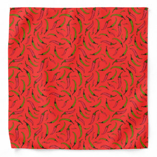 Hot Red and Green Chilli Peppers Food Pattern Bandana
