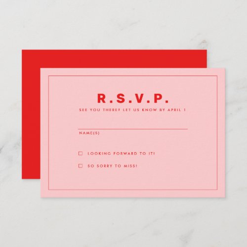 Hot Red and Pink Wes Anderson Inspired RSVP Card