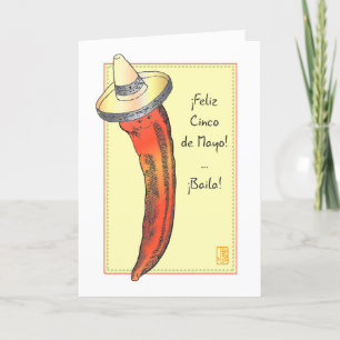 Hot Red Chili Pepper Cinco de Mayo in Spanish Card