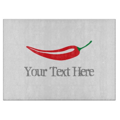 Hot red chili pepper large glass cutting board