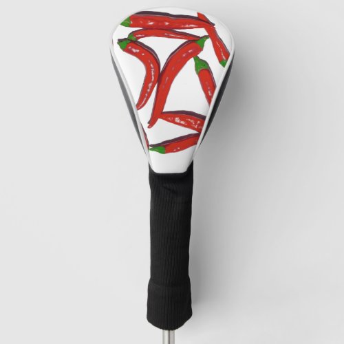 Hot Red Chili Pepper Peppers Spice Pattern  Golf Head Cover