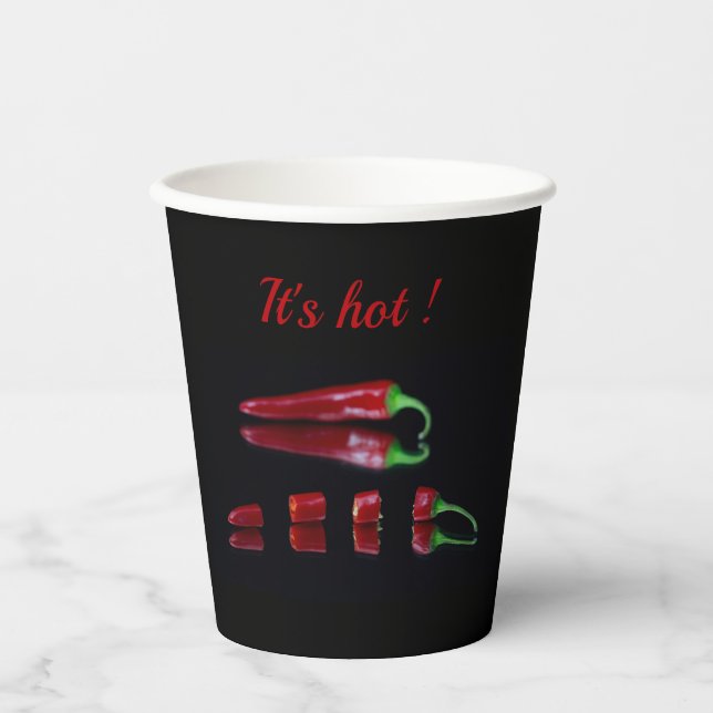 Hot red chili pepper with customizable text paper cups (Front)