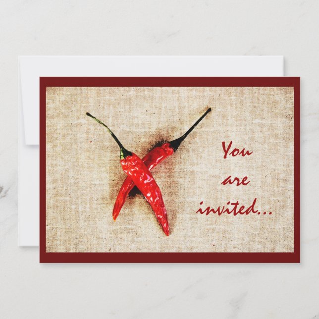 Hot red chili peppers barbeque invite (Front)