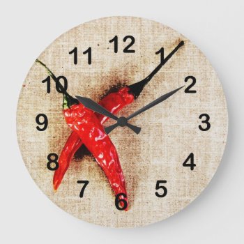 Hot Red Chili Peppers Clock by myworldtravels at Zazzle