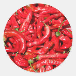 Hot Red Chili Peppers Outdoors in the Summer Sun Classic Round Sticker