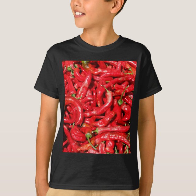 Hot Red Chili Peppers Outdoors in the Summer Sun T-Shirt (Front)