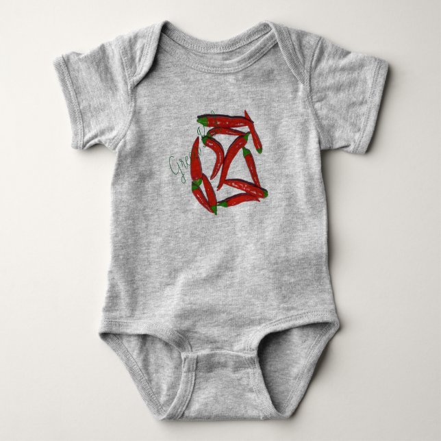Hot Red Chili Peppers Pattern Baby Bodysuit (Front)