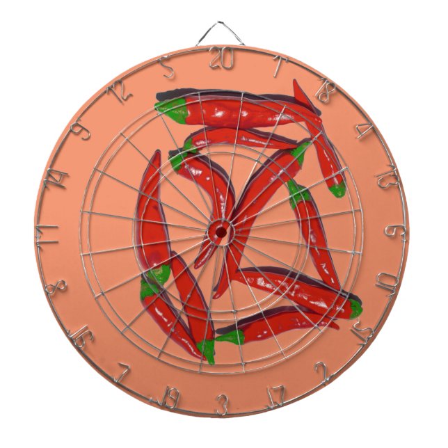 Hot Red Chili Peppers Pattern Dart Board (Front)