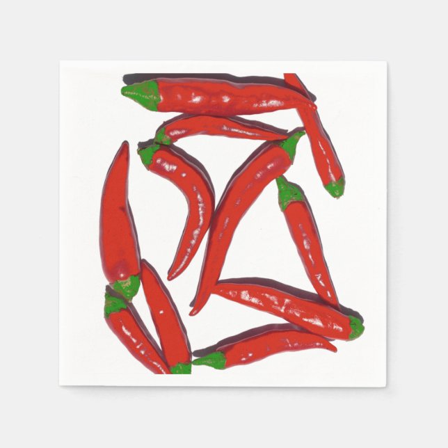 Hot Red Chili Peppers Pattern Napkins (Front)
