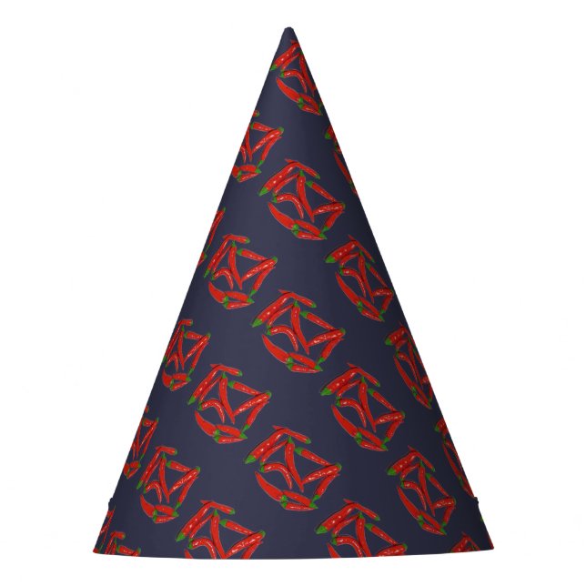 Hot Red Chili Peppers Pattern Party Hat (Front)