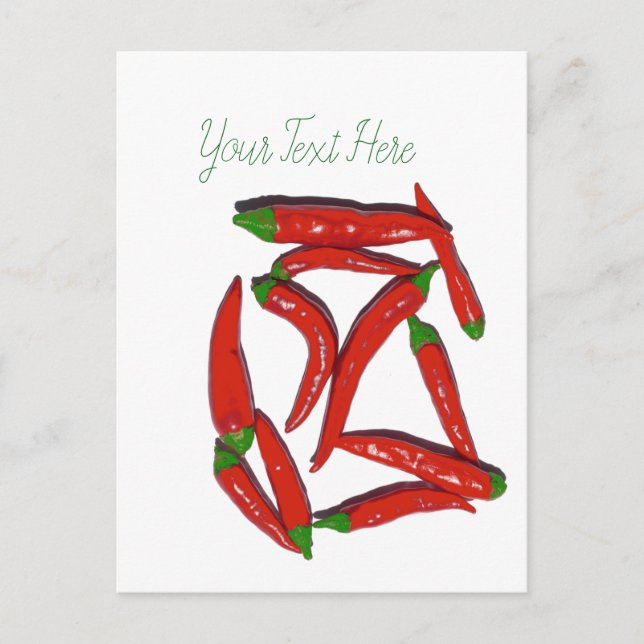 Hot Red Chili Peppers Pattern Postcard (Front)
