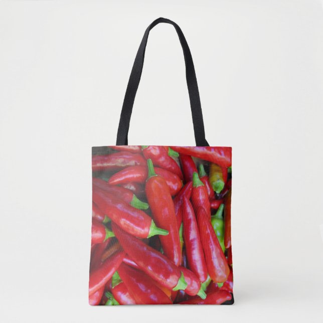 Hot Red Chili Peppers Vegetable Tote Bag (Front)