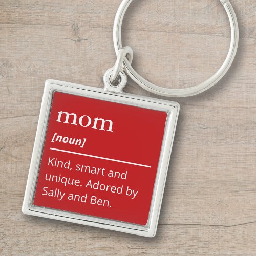 Hot red custom names mom definition modern keychain