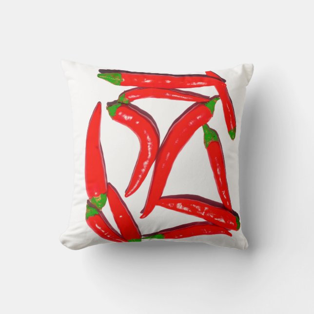 Hot Red Green Chili Peppers Pattern Cushion Pillow (Front)