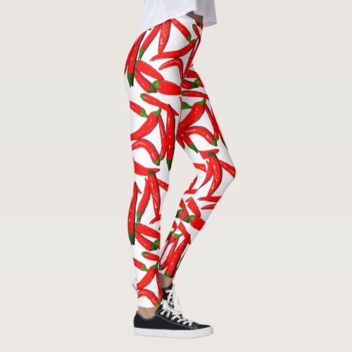 Hot Red Green Chili Peppers Pattern Leggings