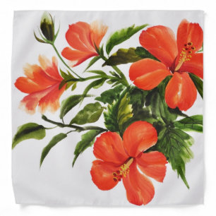 Hot Red Hibiscus Bandana