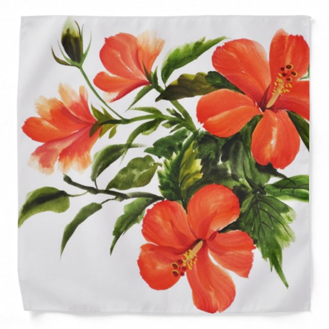 Hot Red Hibiscus Bandana (Front)