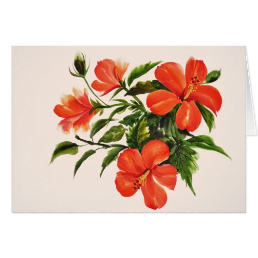 Hot Red Hibiscus Cards (Front Horizontal)