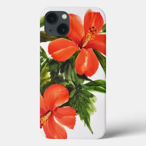 Hot Red Hibiscus iPhone 13 Case