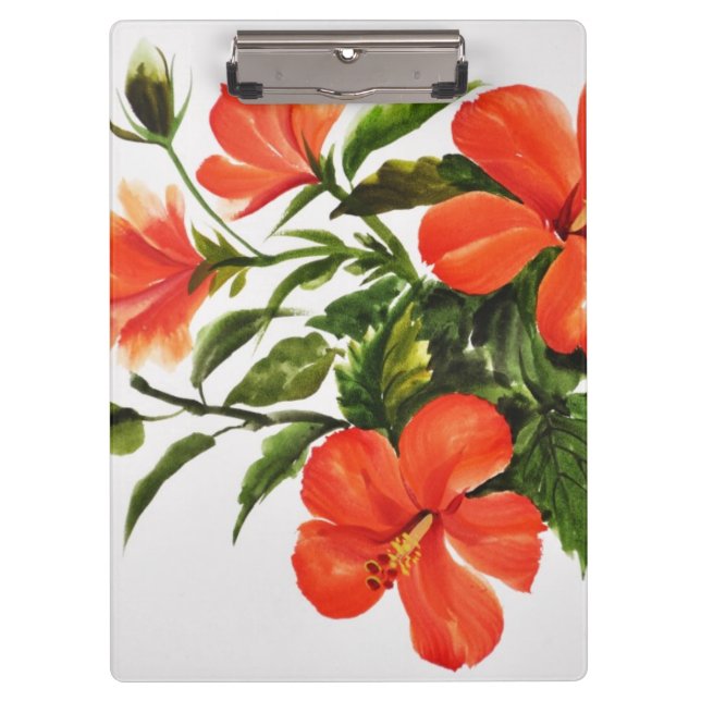 Hot Red Hibiscus Clipboard (Front)