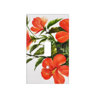Hot Red Hibiscus Light Switch Cover