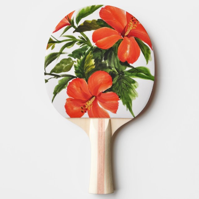 Hot Red Hibiscus Ping-Pong Paddle (Front)