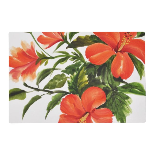 Hot Red Hibiscus Placemat (Front)