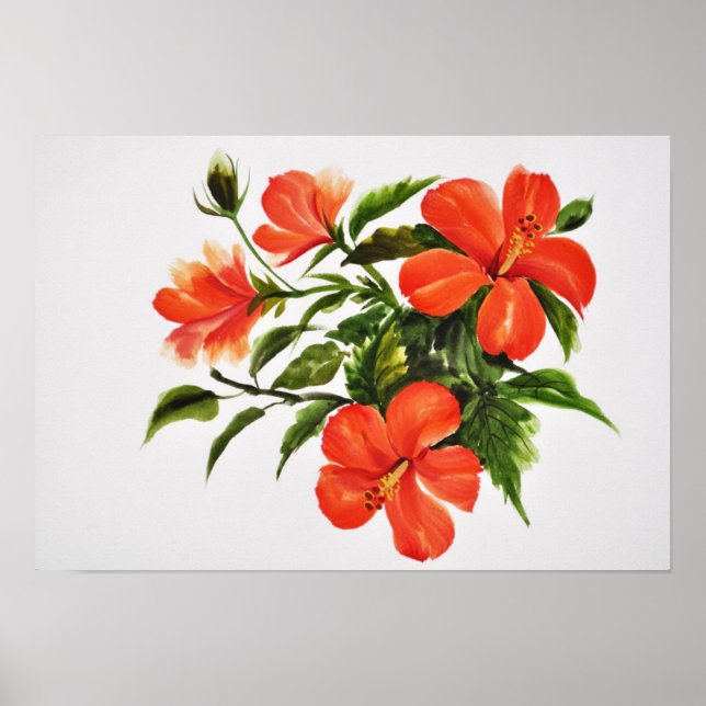 Hot Red Hibiscus Poster (Front)
