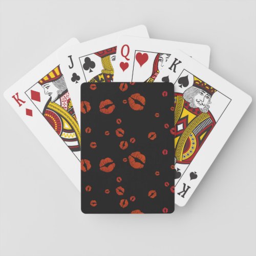 HOT RED LIPSTICK KISSES LIPS FLIRTING LOVE BACKGRO PLAYING CARDS