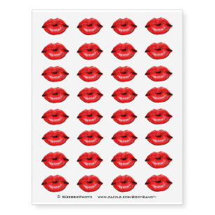 Hot Red Passionate Kisses Temporary Tattoos
