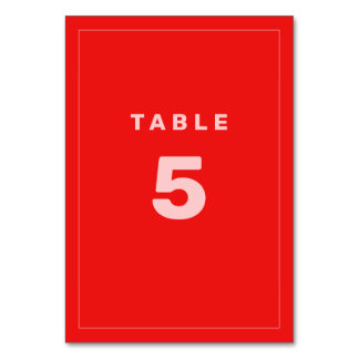 Hot Red + Pink Wes Anderson Inspired Table Number