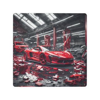 Hot Red Sports Car XIX Metal Print