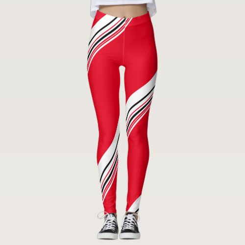 Hot red stripe pattern racy leggings