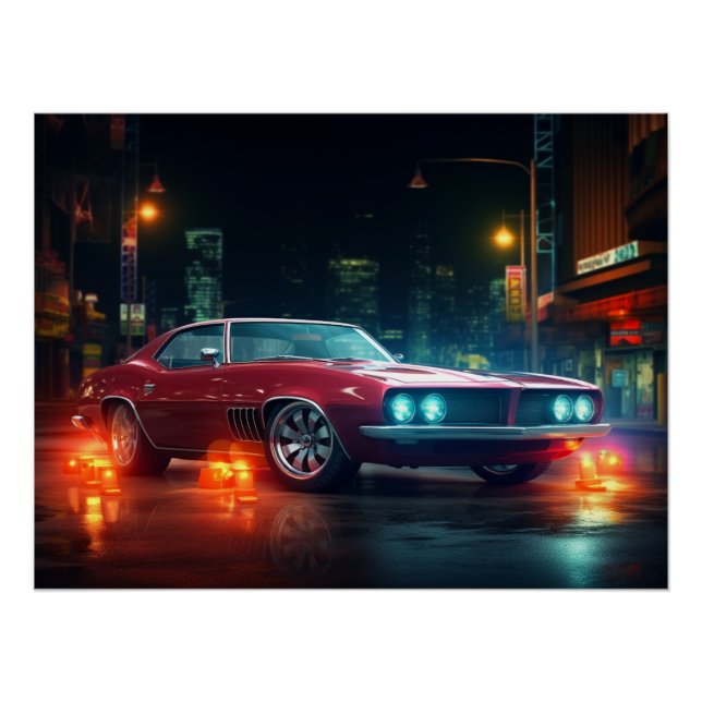 Hot Red Wheels Cinematic Autos Art Prints (Front)