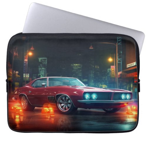 Hot Red Wheels Cinematic Autos Laptop Sleeve