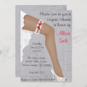 Hot Red & White Lace Lingerie Bridal Shower Invitation (Front/Back)