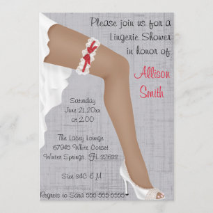 Hot Red & White Lace Lingerie Bridal Shower Invitation